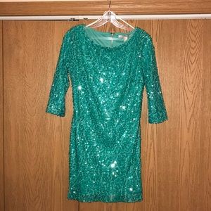 Teal sequin dress